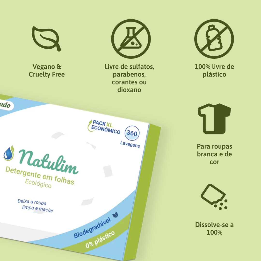 Pack Anual Eco-Tiras de lavar Natulim para bebés - 360 lavagens