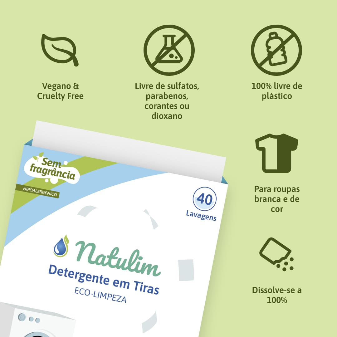 Eco-Tiras de lavar Natulim para bebés - 40 lavagens Natulim PT
