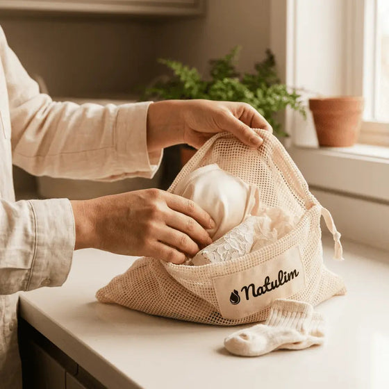 Mete a peça na bolsa de rede