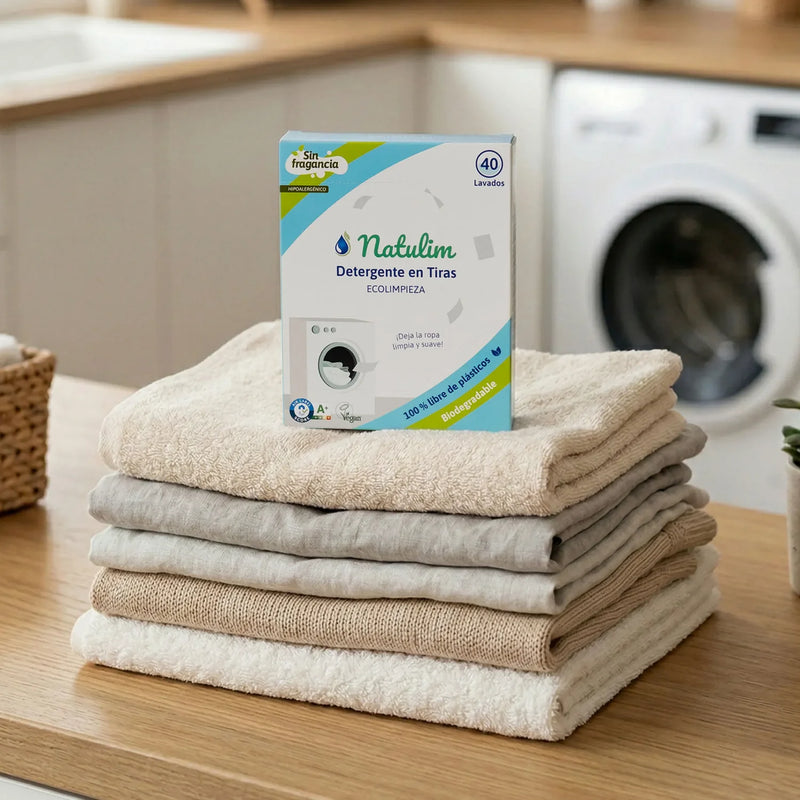Eco-Tiras Detergente — roupa limpa sem tóxicos